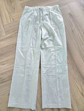 Ellen Tracy Gold Shimmer Linen-Blend Draw String Pants NWOT SMALL